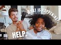 husband styles my NATURAL CURLY HAIR?! *send help*