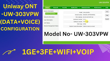 Uniway ONU+Router Configuration | uniway router configuration bsnl | Model UW-303VPW