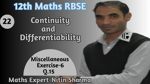 Continuity and differentiability | RBSE 12th maths | Miscellaneous Exercise-6 | Q.15