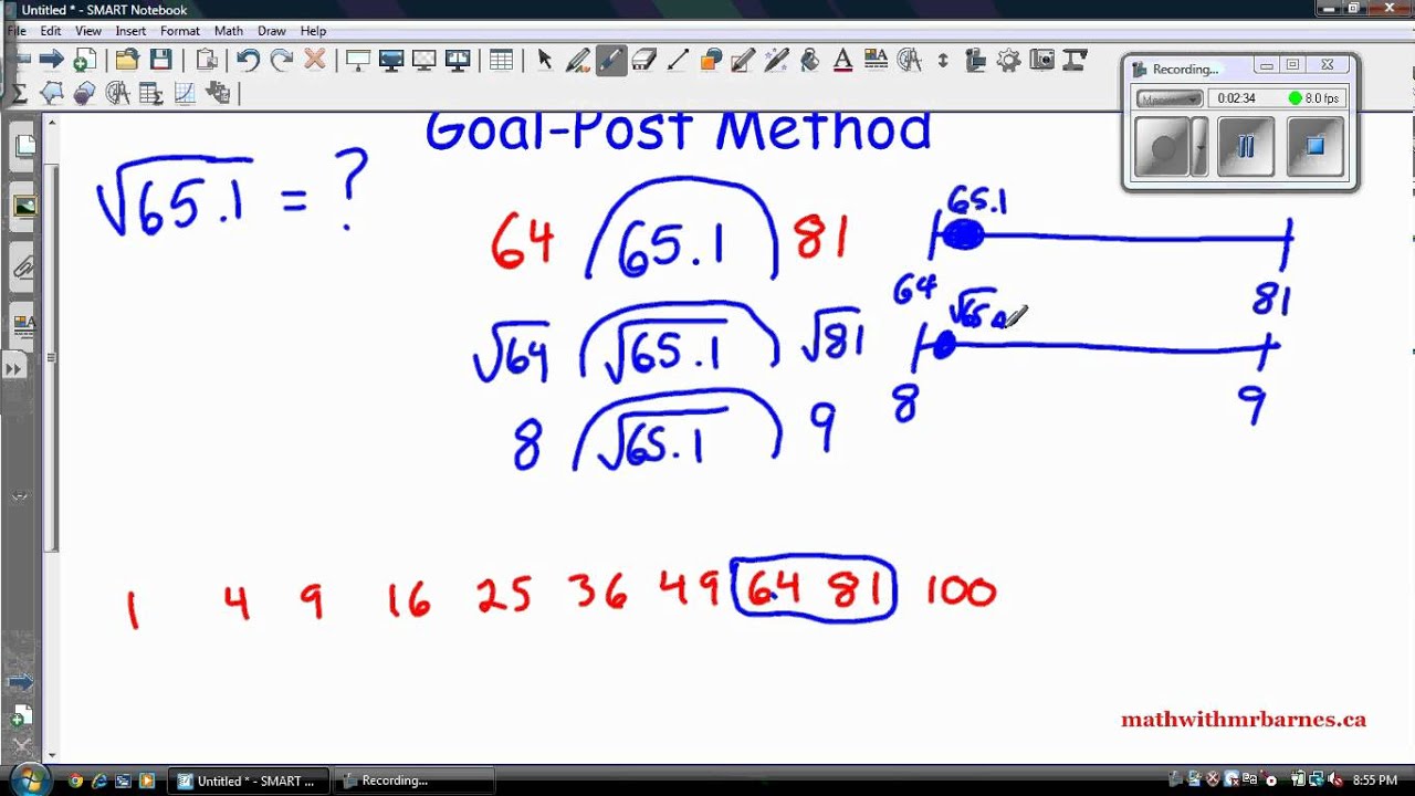 Estimating Square Roots Worksheet