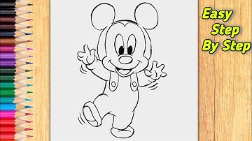How to draw Mickey Mouse easy step by step || Mickey Mouse drawing with brush #mickeymouse #cartoon