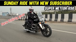 Sunday Ride with New subscriber On Super Meteor 650 New Riding gear in Murthal 