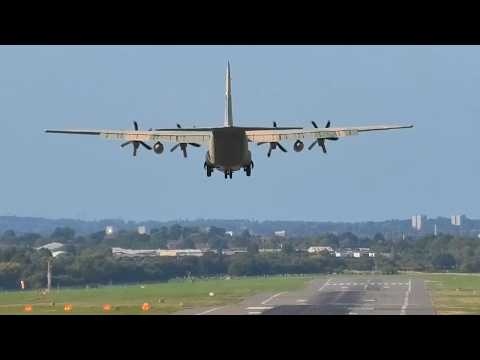 Oman - Royal Air Force Lockheed Martin C-130J Hercules (506) Landing at Birmingham Airport BHX