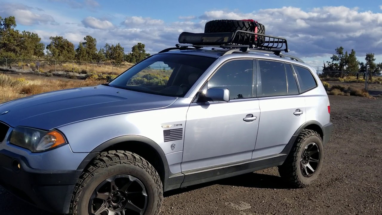 Lifted BMW x3 roof rack - YouTube