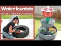 Making a 3-tier water fountain using old tires and cement / Great DIY idea for recycling used tires