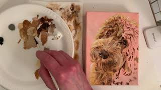 How to Paint a Pet Portrait Tips -  Labradoodle, 5"x7" Pet Portrait Time Lapse Acrylic Painting