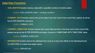 Date and time functions in oracle SQL