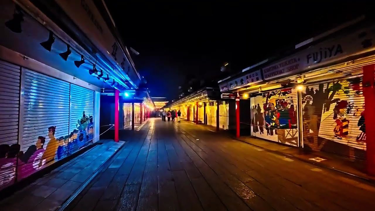 Tokyo ASMR Night Walk - Asakusa Senso-ji Temple [4K] 夜の浅草散歩