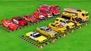 POLICE COLORFULL - TRANSPORTING POLICE CARS, AMBULANCE VEHICLES, FIRE TRUCK WITH TRUCK - FS22 #751