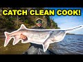 Epic CATCH CLEAN COOK Snagging HUGE SPOONBILL in the RIVER!!!