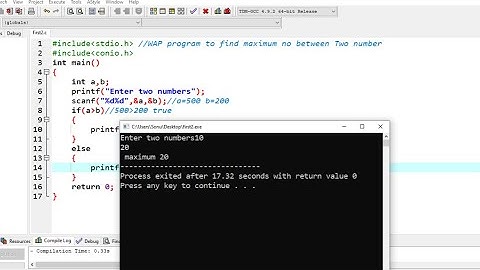 c program to find maximum number between two numbers hindi