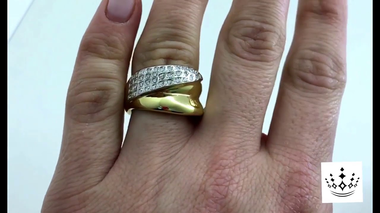 Anello ReCarlo in oro giallo 18kt con pavè di diamanti per 0,30ct totali.