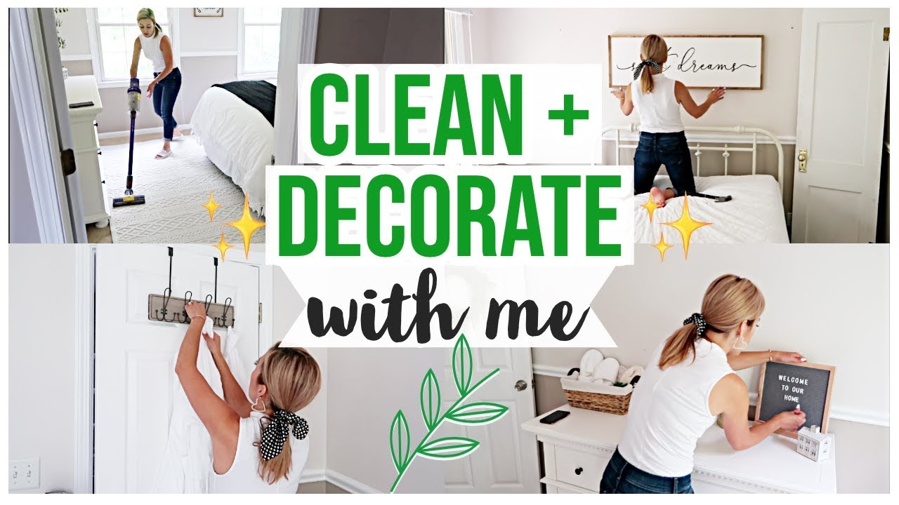 CLEAN + DECORATE WITH ME! NEW FARMHOUSE BOHO DECOR SMALL GUEST BEDROOM EXTREME MAKEOVER | Brianna K