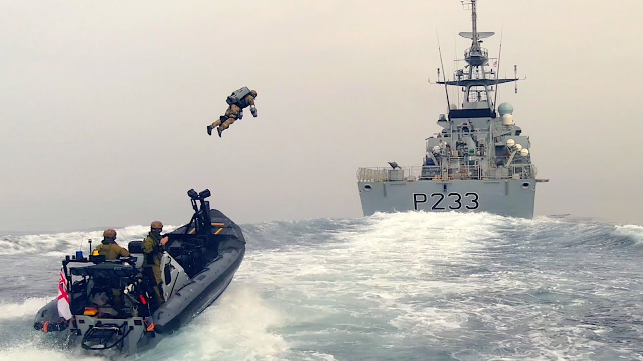 ⁣Royal Marines Jet Suit Boarding Ex