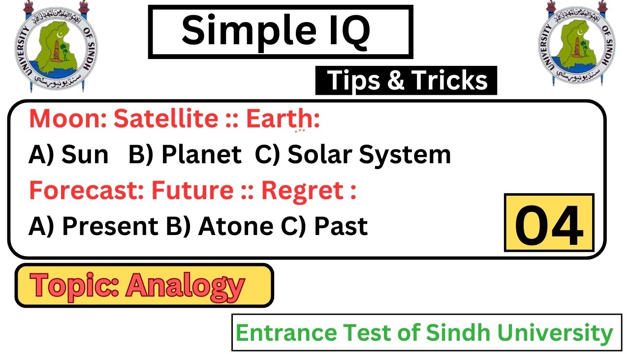 Simple IQ | Analogy Questions | SimpleIQ questions for Sindh university ...