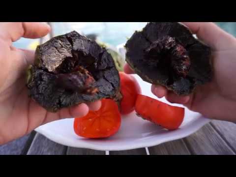 EATING CHOCOLATE PUDDING FRUIT - BLACK SAPOTE & PERSIMMON