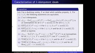 Homological theory of k-idempotent ideals in dualizing varieties