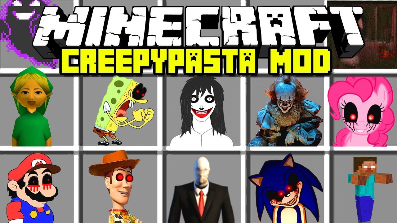 Minecraft Creepypasta Mod Jeff The Killer Slenderman Sonic Exe More Modded Mini Game Youtube - jeff the killer creepypasta minecraft youtube roblox