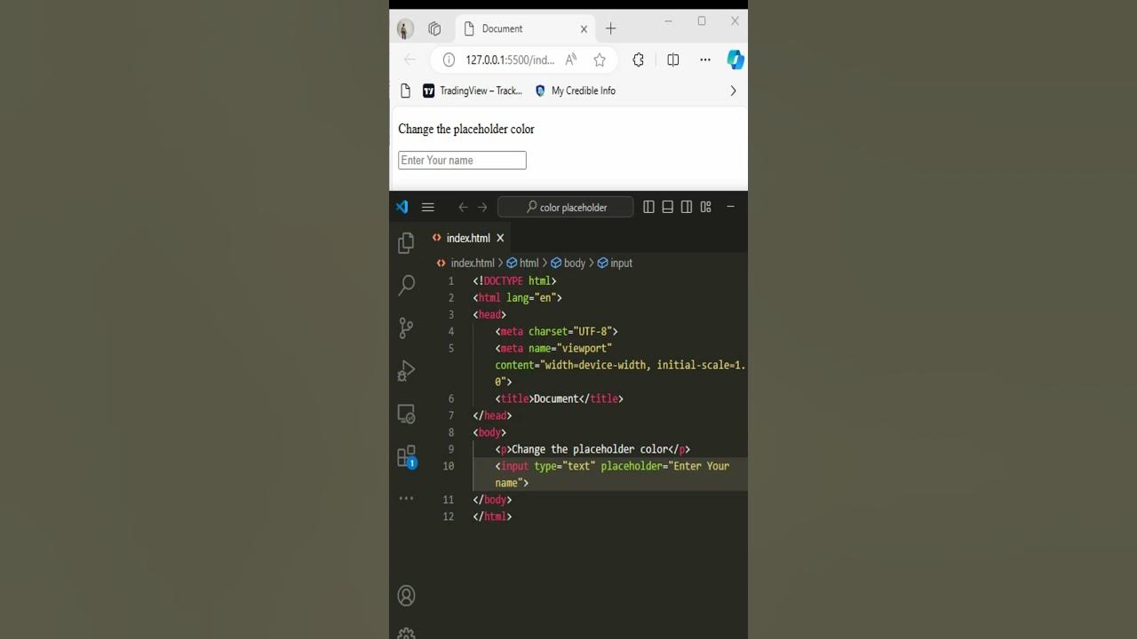 How to change input placeholder color using css shorts coding 