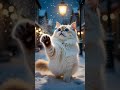 Shocked White Cat Trying to Catch Snowflakes! ❄️😻          #shortvideo #viral  #cat #cats #catshorts