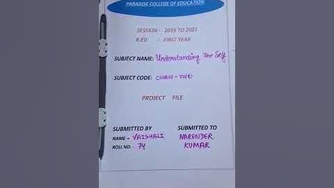 Understanding the Self File ## B.ed First Year ## CRSU and MDU