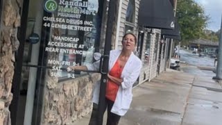 10/15/23 Genesee Street, New Hartford, NY.She thinks I should stop recording on the public sidewalk.