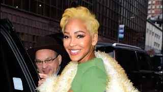 #exclusive Meagan good seen in her NEW LOOK blonde hair in NYC ￼looking beautiful and stunning #4k