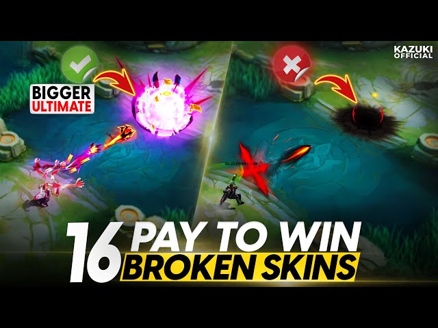 16 BROKEN SKINS THAT BUFFS YOUR HERO | PAY TO WIN | MOBILE LEGENDS class=