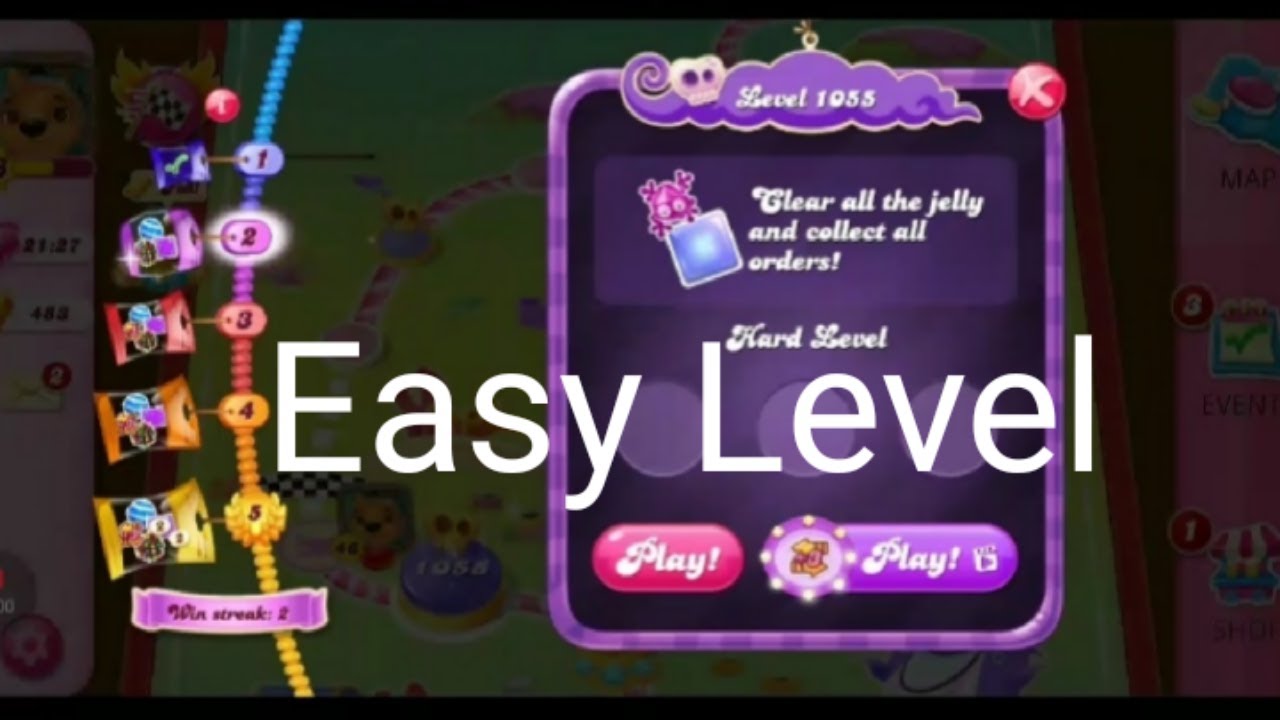 Level 1055 | Hard Level | Clear All The Jelly And Collect All Orders | Candy Crush Saga