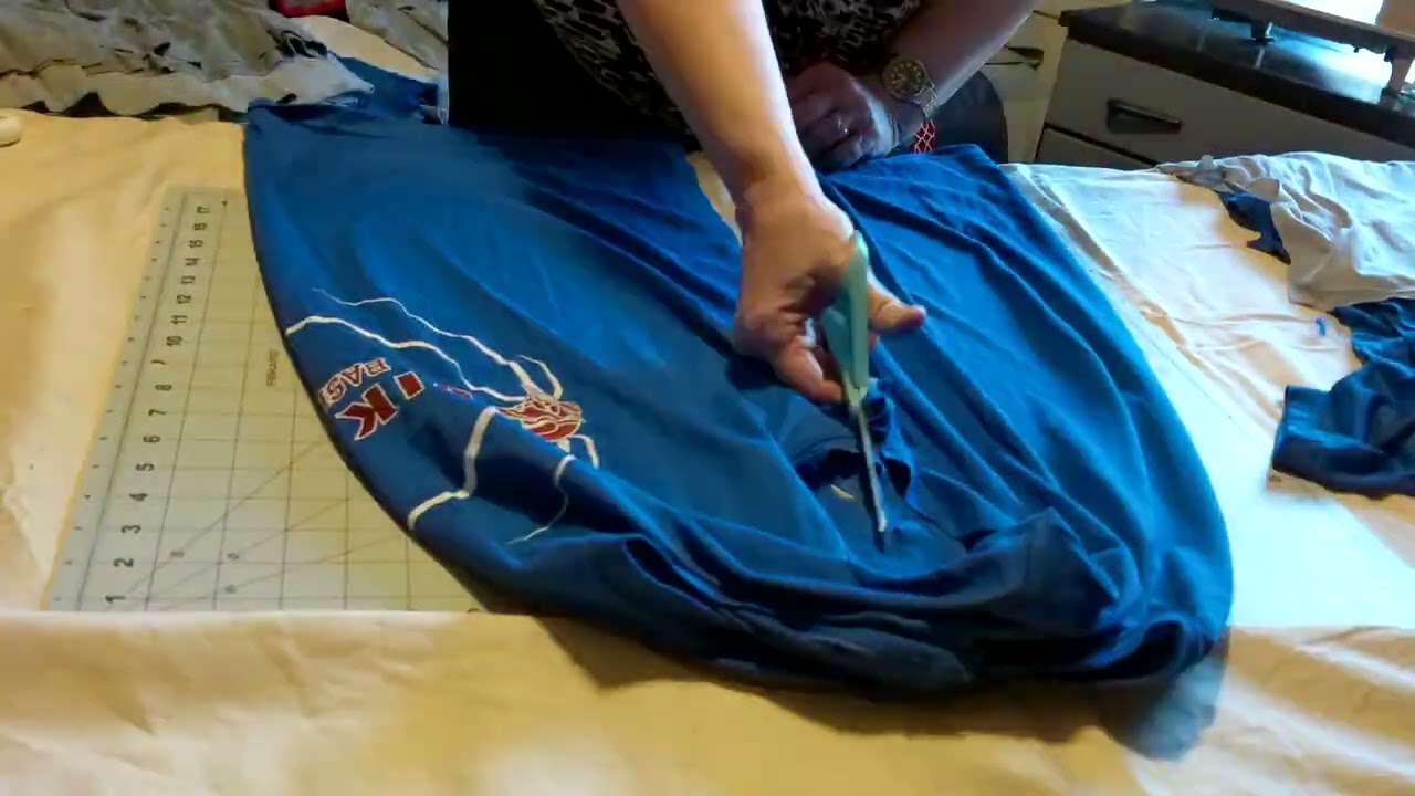Cutting out the t shirts