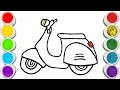 Scooter Drawing,Painting and Coloring for Kids, Toddlers  Easy Drawing