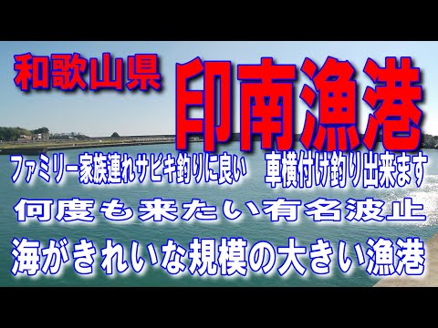 #42和歌山県印南漁港ヌカ切釣り車横付け釣り出来ますファミリー家族連れサビキ釣りに良いここは人気の釣り場です海がきれいな規模の大きい漁港ですカマス釣りでよく来ました堤防アジング釣りポイント釣りスポット