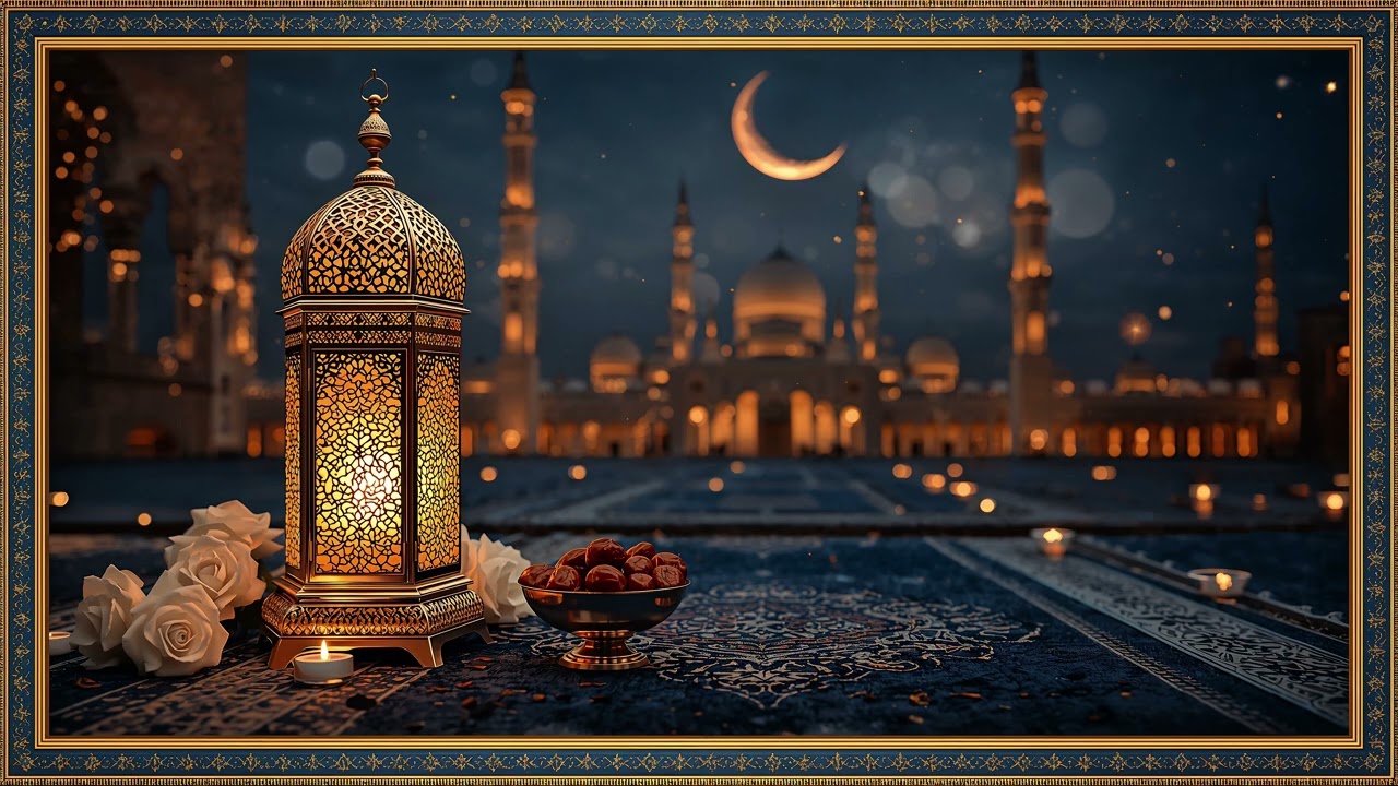 Ramadan Mosque Night 4K ✨🌙 Golden Lantern Ambience | Relaxing Islamic TV Wallpaper | خلفيات رمضان