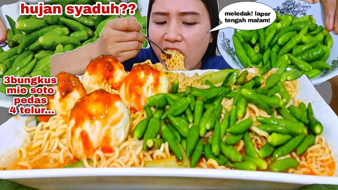 CABE BANYAK MAKIN NIKMAT 🥵 MAKAN RAWIT MENTAH MIE KUAH SOTO TELUR MUKBANG