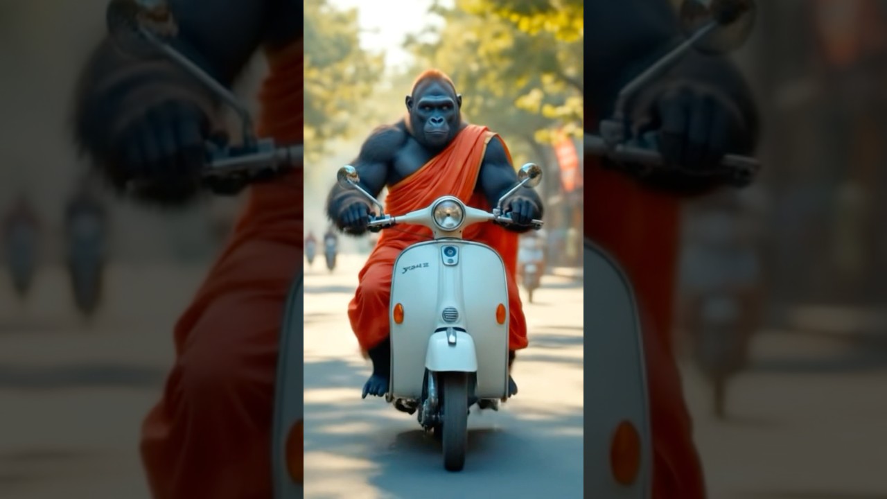 Gorilla in Saree Riding a Scooter 😱🤣  
