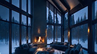 Cozy Living Room - Relaxing Piano Jazz Music & Snowly on Winter for Studying, Sleeping & Chilling