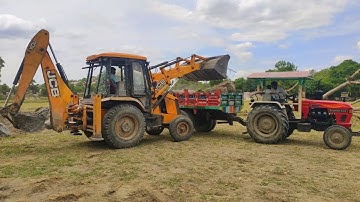 Eicher 548 Tractor with loaded Trolley Pulling | Jcb 3DX Machine | Tractor videos | Jcp