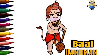Baal Hanuman ji Drawing | How to Draw Hanuman Ji | Cute Hanuman ji | Easy Way Of Drawing Hanuman ji
