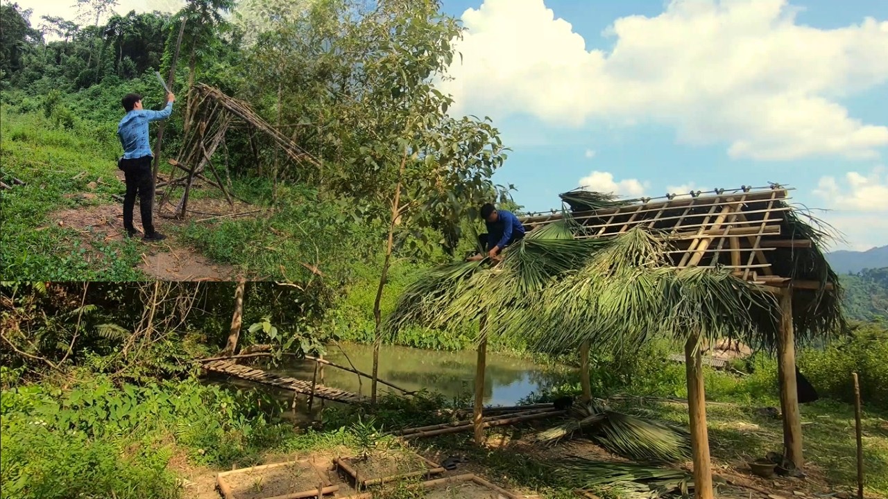 Life in a makeshift camp  Building simple houses in the highlands.