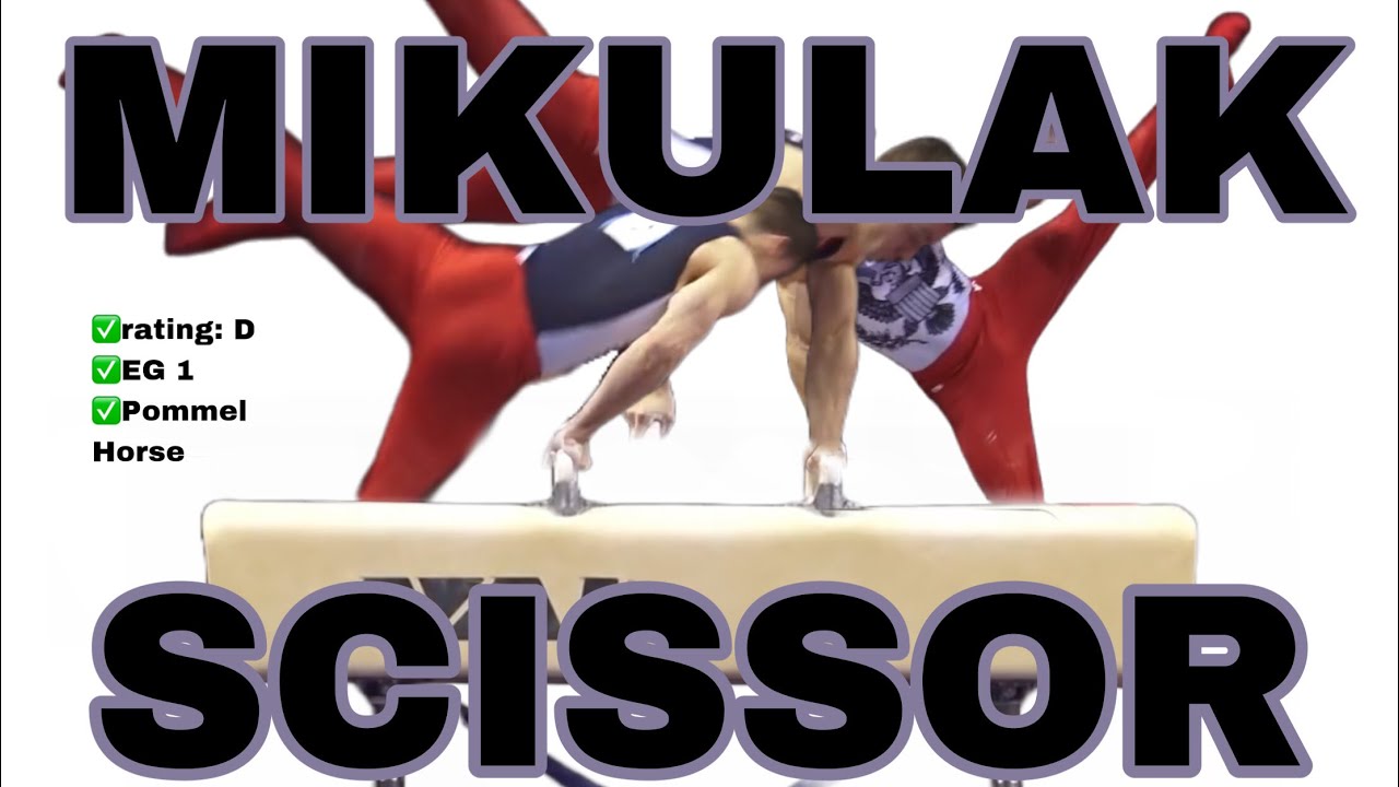 MAG artistic gymnastics skills, pommel horse (Mikulak [D]) slowmo, tutorial YouTube