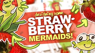 MERMAIDS WITH MARKERS! | Filling a Spread in my Sketchbook | Strawberries! screenshot 4