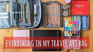 Materials and Kit in my Travel Art Bag: Watercolours, Pencils, Neocolors & More