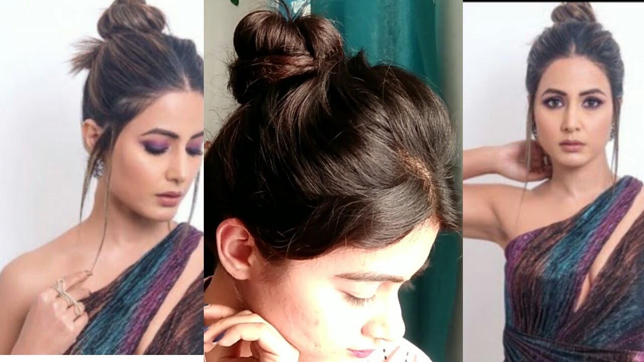 2 Min HAIRSTYLE with SAREE/GOWN/KAMEEZ | INDIAN PARTY Hairstyles | Hina Khan  (Akshara) Hairstyle - YouTube