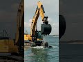 Excavator working in the sea and watched by crowds (AI) #shorts