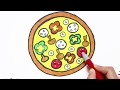 كيفية رسم وتلوين البيتزا | تعليم الرسم والتلوين للاطفال | ⭐ جومى توى أرت