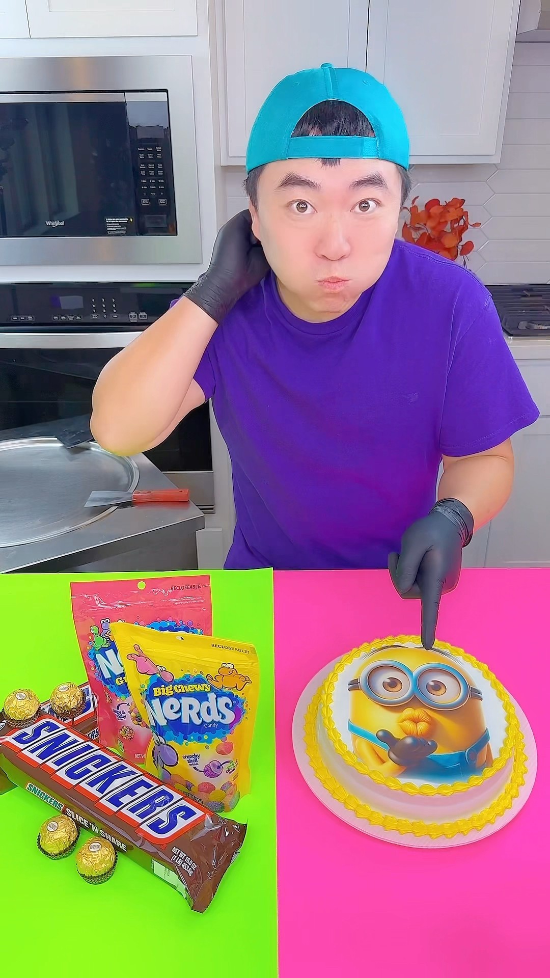 Minions cake vs Ferrero Rocher ice cream challenge!? #funny by Ethan Funny Family