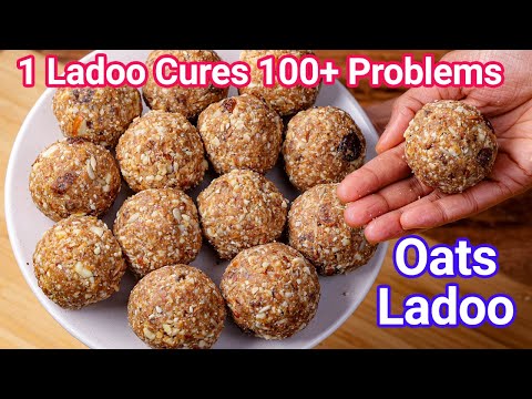 Oats Laddu Recipe - Healthy No Sugar Dry Fruits Ladoo  Energy Rich Dates Dry Fruits Oats Ladoo