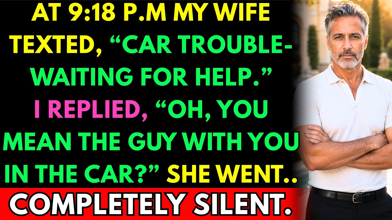 I drove out at night because my wife texted me that her car had broken down. When I found her SUV behind a closed garden center, there was a man sitting in the passenger seat beside her. She had...