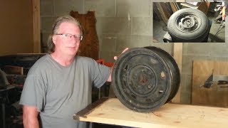 64. Cutting an auto tire off a rim