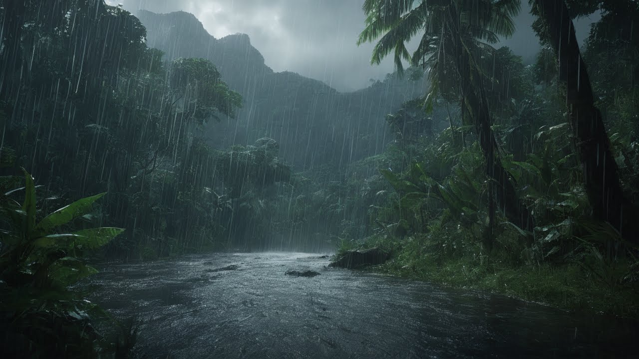 The sound of rain and thunder falling on the abandoned temple | Rain ...